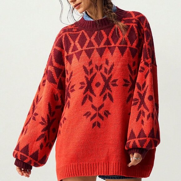 Casual Women's Crew Neck Long Sleeve Sweater - Picture 2 of 8